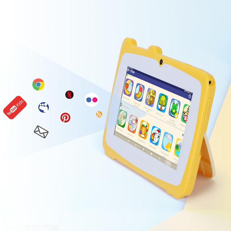 C Idea 7 pollici bambini touch screen tablet fotocamere doppie schermo ad alta definizione 2+32G giallo