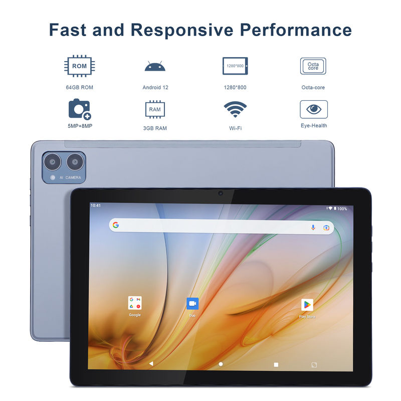 C Idea Tablet didattico per studenti Android 12 Tablet 10 pollici con Google Play 64GB ROM 3GB RAM 128GB
