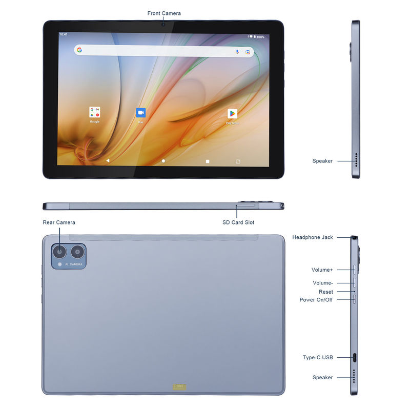 C Idea Tablet didattico per studenti Android 12 Tablet 10 pollici con Google Play 64GB ROM 3GB RAM 128GB