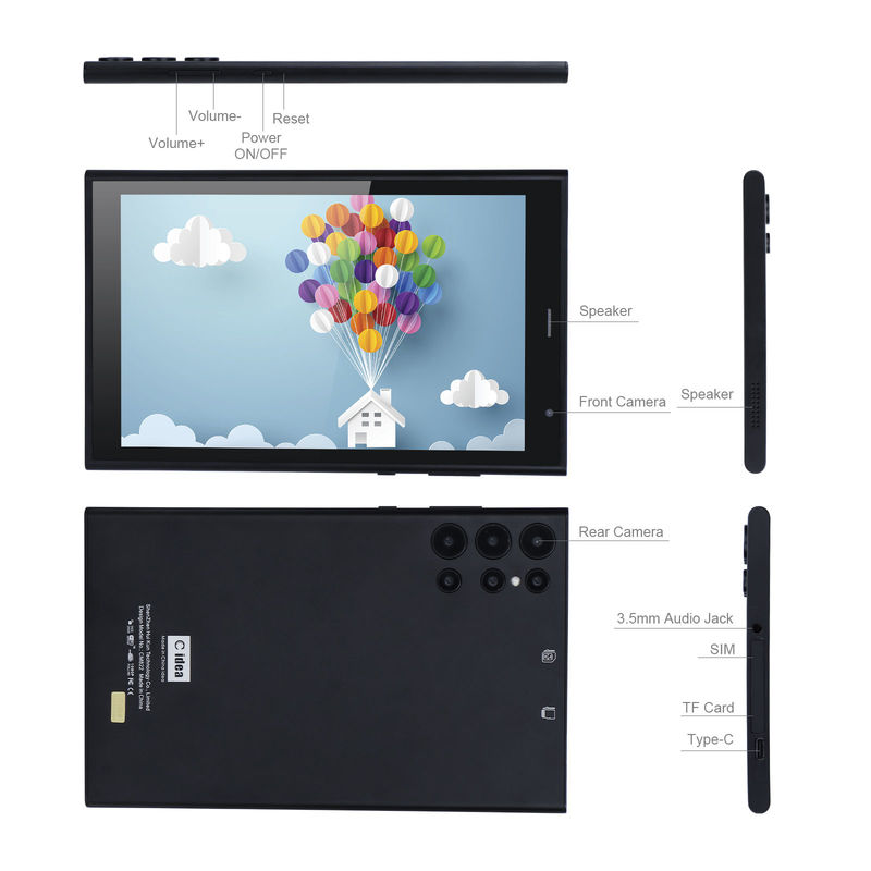 C idea 8 pollici Android Tablet PC 8GB RAM 512GB ROM Quad Core 800*1280 HD Tablet con WIFI/SIM Card CM822 (Nero)
