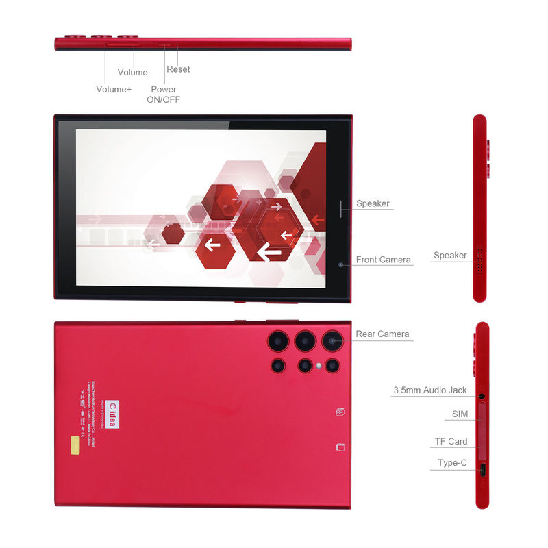 C idea Wi-Fi Tablet PC da 8 pollici con batteria da 8000 mAh 512 GB di memoria Dual 5MP+8MP Camera CM822 (Rosso)