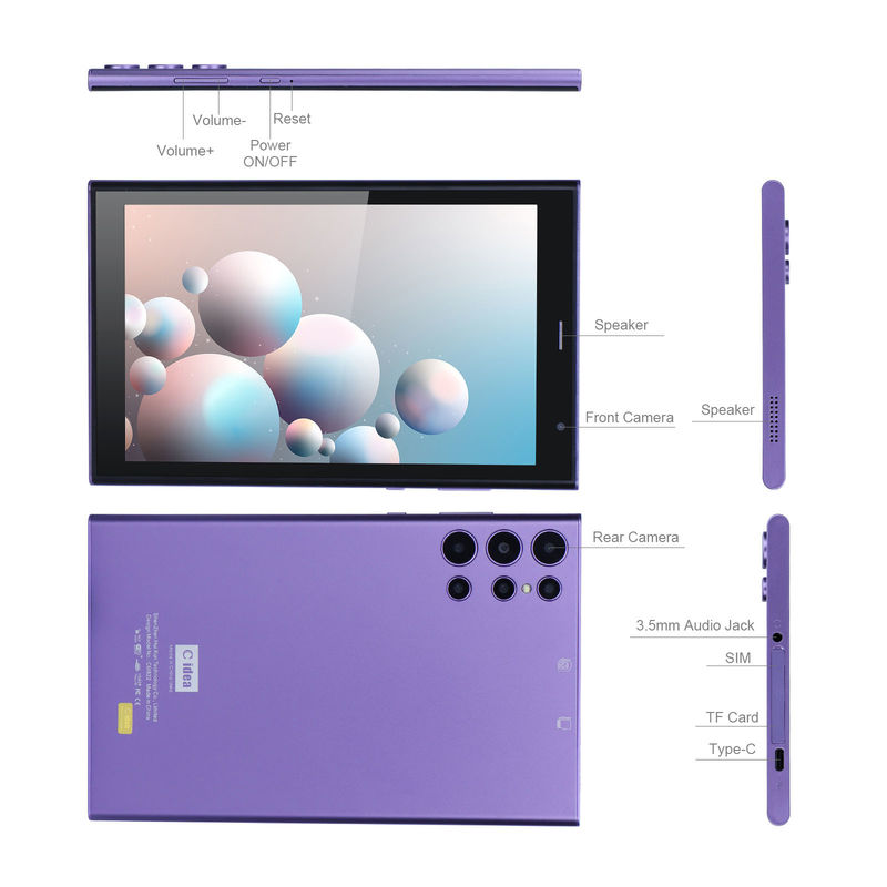 C Idea Tablet portatile da 8 pollici con custodia 5000mAh Batteria a durata di 5 MP + 8 MP