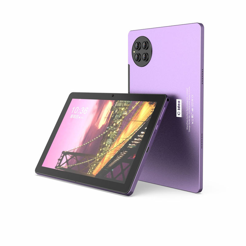 C idea 10 Inch Tablet PC 8 Core CPU 8GB RAM 512GB Storage Dual Camera Tablet per adulti viola con tastiera CM7800