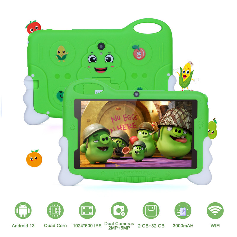 C idea Kids Student Study Tablet 7 pollici Cute Long Battery Life 32GB Storage 2MP + 5MP Due fotocamere CM90 Verde
