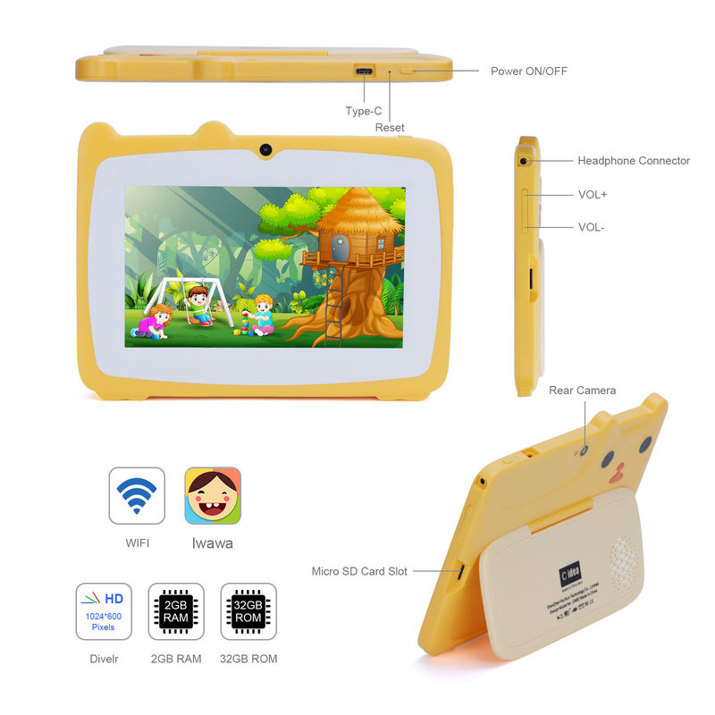 C Idea Tablet da 7 pollici per bambini con custodia di prova 2GB+32GB Google Play Tablet Kidspad CM82