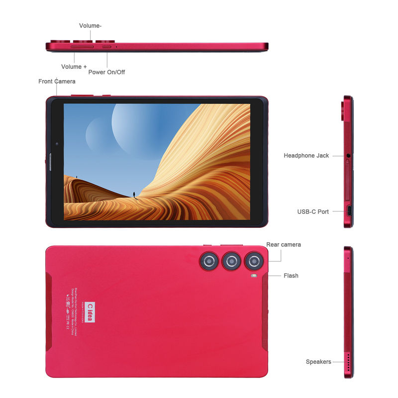 C idea Android 8 Inch Tablet PC 256GB Grande capacità di archiviazione 5MP + 8MP Fotocamere 8000mAh durata della batteria lettura CM835 Rosso