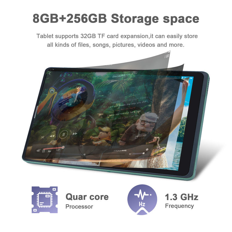 C idea Sim Supporto Green Tablet PC 8GB RAM 256GB ROM 800x1280 IPS HD Display Tablet Con Cassa CM835