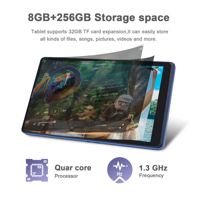 C Idea Blu Tablet PC da 8 pollici Grande spazio di archiviazione Due fotocamere Tablet metallici per leggere Guardare