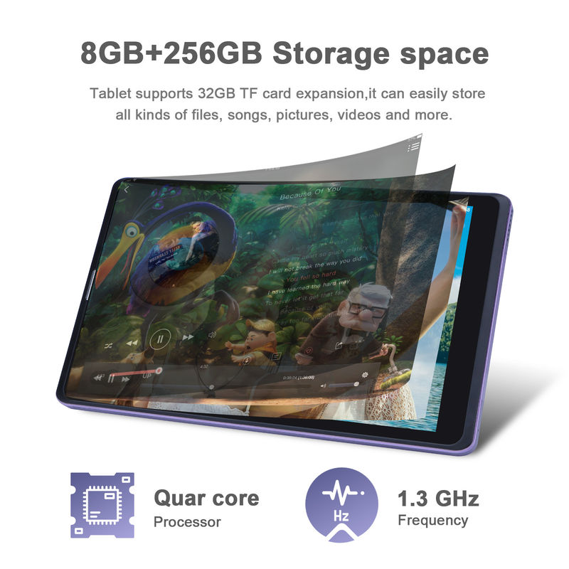 C idea Android 12 Tablet Purple Portable Reading Long Battery Life TF Card Tablet con schermo HD espandibile con custodia CM835