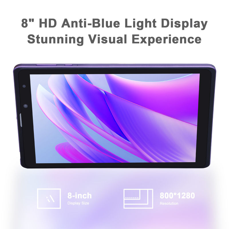 C idea Android 12 Tablet Purple Portable Reading Long Battery Life TF Card Tablet con schermo HD espandibile con custodia CM835