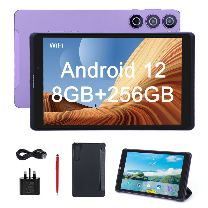 C idea Android 12 Tablet Purple Portable Reading Long Battery Life TF Card Tablet con schermo HD espandibile con custodia CM835