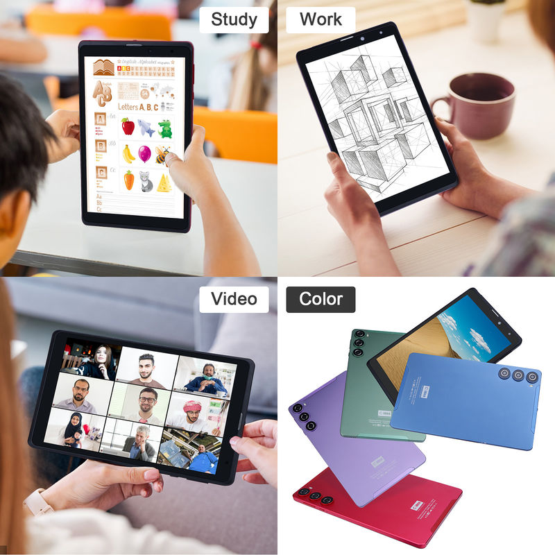 C idea Android 12 Tablet Purple Portable Reading Long Battery Life TF Card Tablet con schermo HD espandibile con custodia CM835