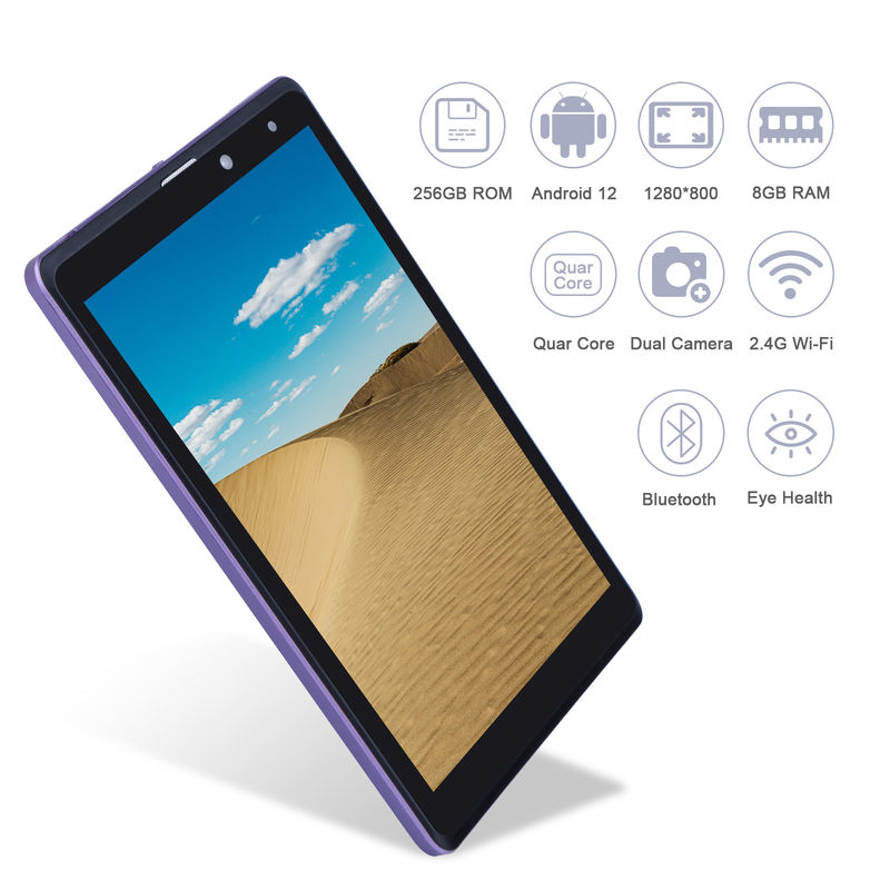 C idea Android 12 Tablet Purple Portable Reading Long Battery Life TF Card Tablet con schermo HD espandibile con custodia CM835