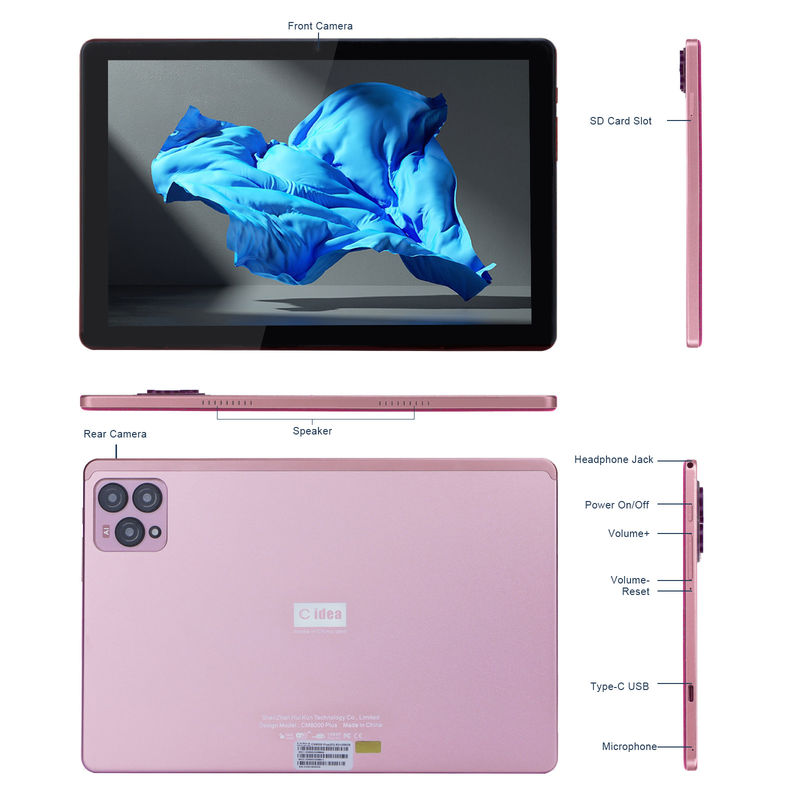 C idea 10 pollici Android 12 Tablet 8GB RAM 256GB ROM Modello CM8000PLUS Rosa