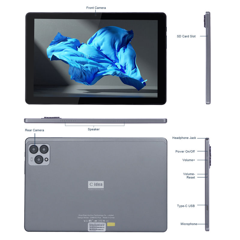 C idea 10 pollici Android 12 Tablet 8GB RAM 256GB ROM Modello CM8000PLUS Grigio