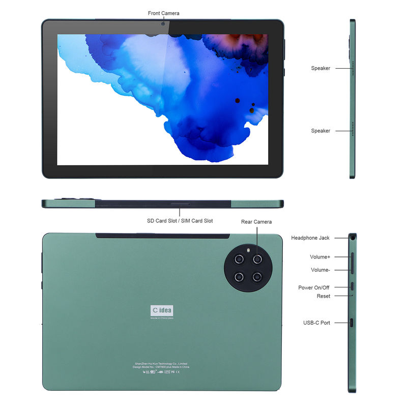C idea 9,7 pollici Android 12 Tablet 8GB RAM 512GB ROM Modello CM7800 Verde