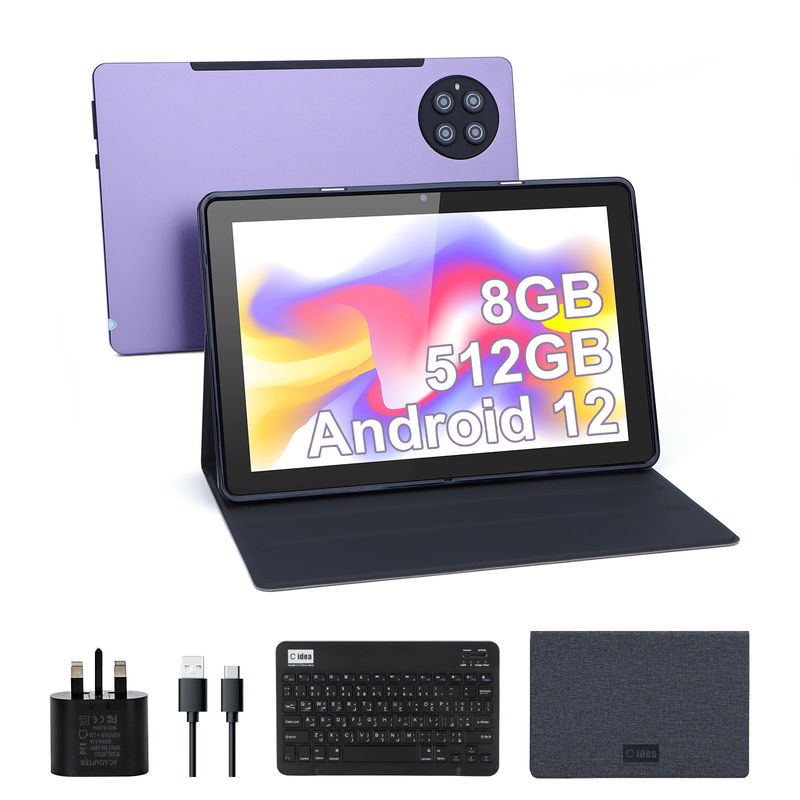 C idea 9.7 pollici Android 12 Tablet 8GB RAM 512GB ROM Modello CM7800 viola