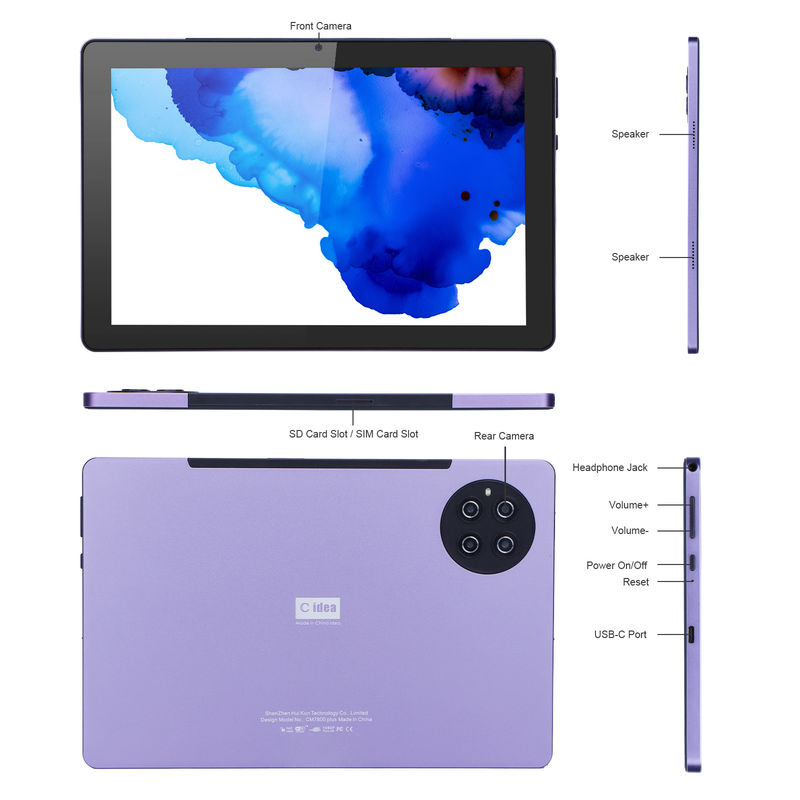 C idea 9.7 pollici Android 12 Tablet 8GB RAM 512GB ROM Modello CM7800 viola