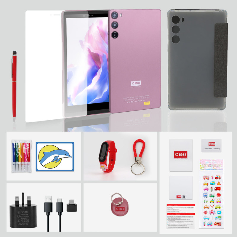 C Idea Android 12 Tablet 6GB RAM 128GB ROM Con SIM 7 Pollici Tablet PC Per Studenti CM525 Rosa