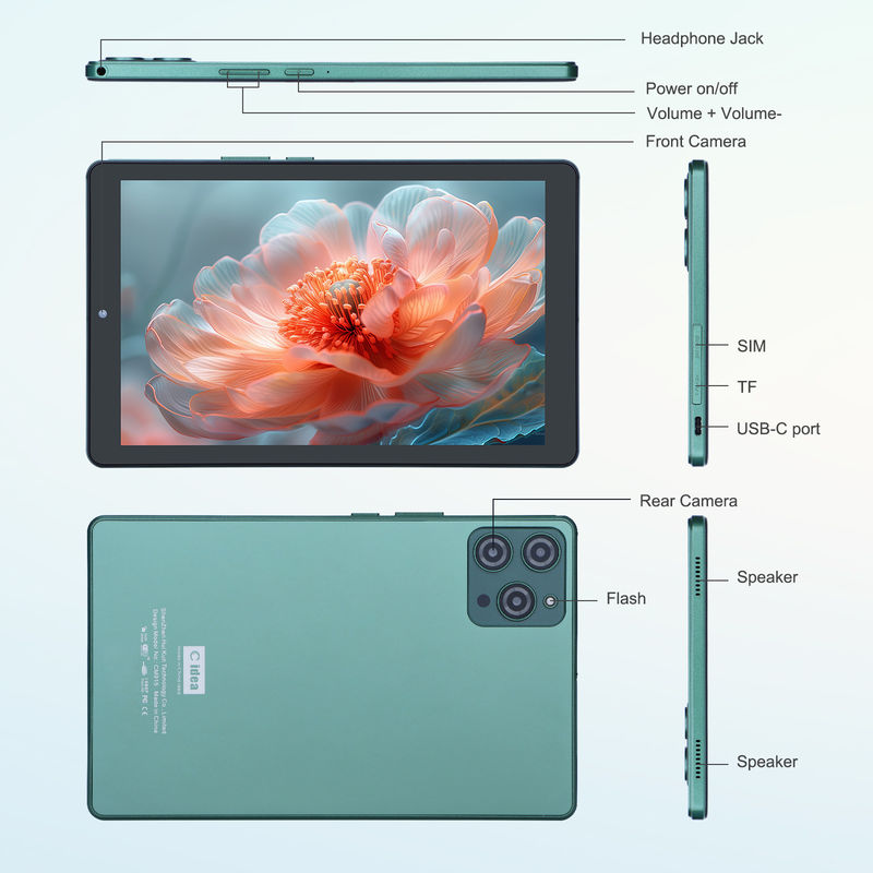 C idea 9 pollici Android 12 Tablet 8GB RAM 512GB ROM 5MP + 8MP Dual Camera WIFI Tablet con SIM CM915 (verde)