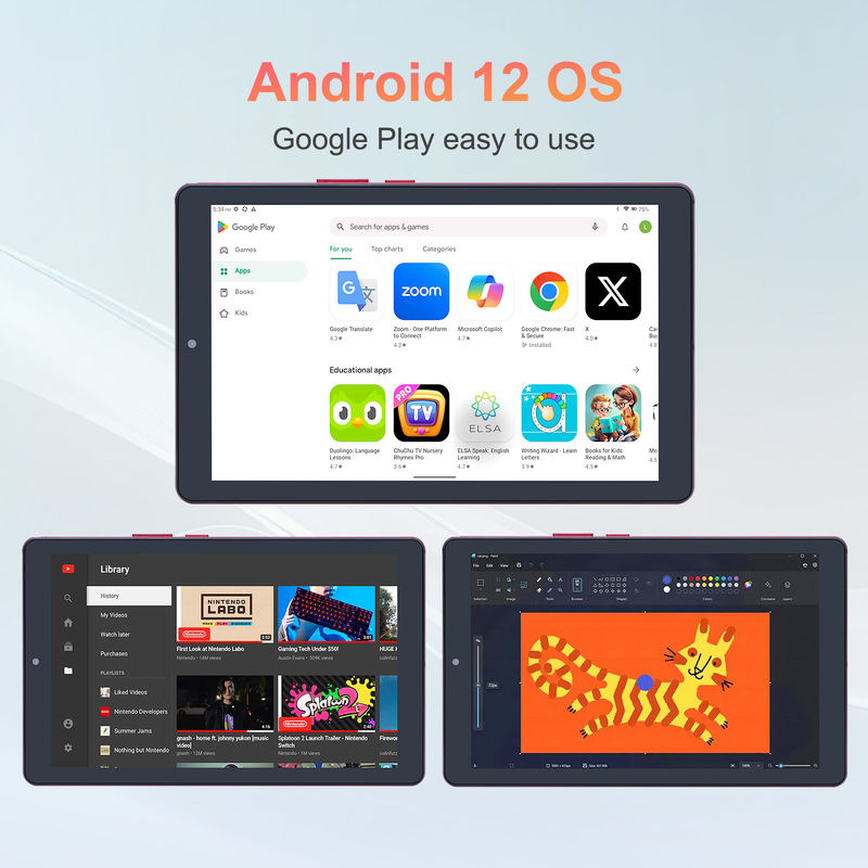 C idea 9 pollici Android 12 Tablet 8GB RAM 512GB ROM 5MP + 8MP Dual Camera WIFI Tablet con SIM CM915 (rosso)