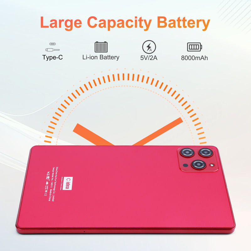 C idea 9 pollici Android 12 Tablet 8GB RAM 512GB ROM 5MP + 8MP Dual Camera WIFI Tablet con SIM CM915 (rosso)