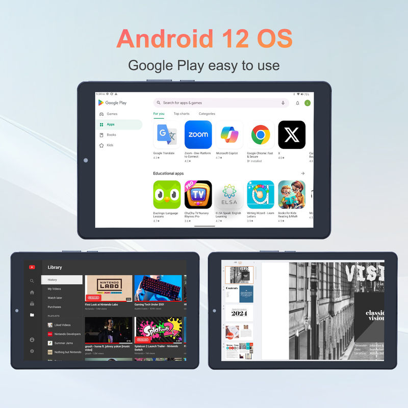 C idea 9 pollici Android 12 Tablet 8GB RAM 512GB ROM 5MP + 8MP Dual Camera WIFI Tablet con SIM CM915 (Grigia)