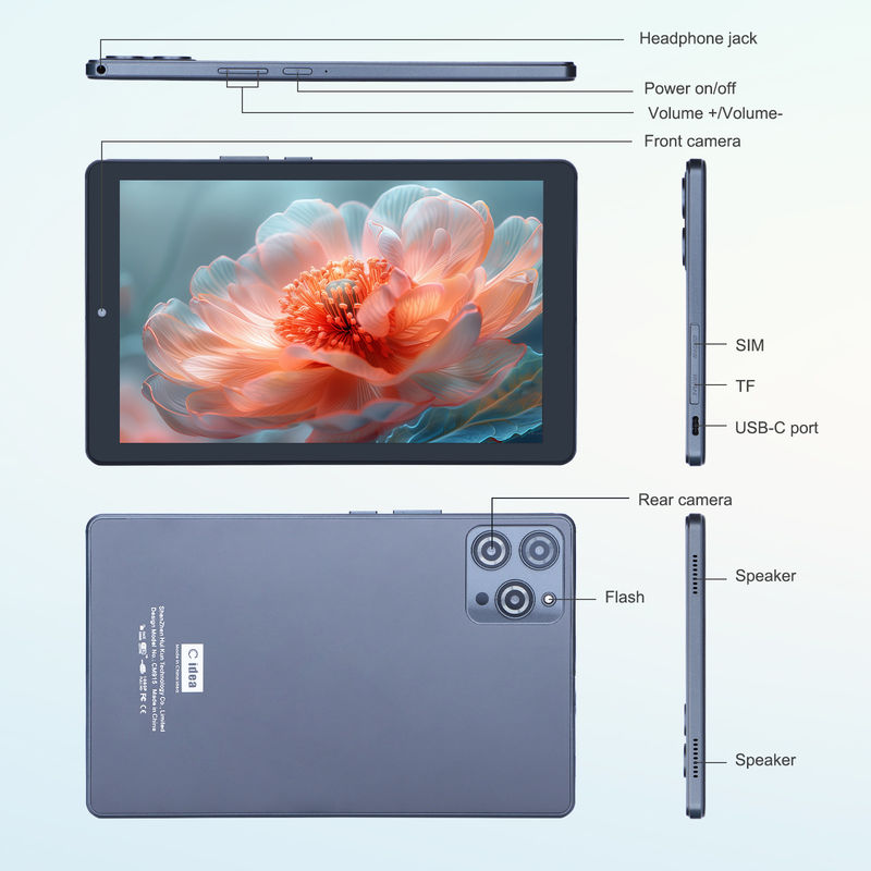 C idea 9 pollici Android 12 Tablet 8GB RAM 512GB ROM 5MP + 8MP Dual Camera WIFI Tablet con SIM CM915 (Grigia)