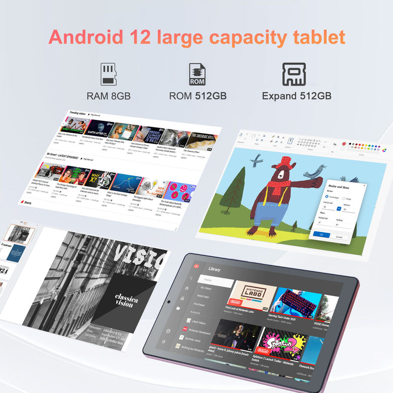 C idea 9 pollici Android 12 Tablet 8GB RAM 512GB ROM 5MP + 8MP Dual Camera WIFI Tablet con SIM CM915 (Pink)