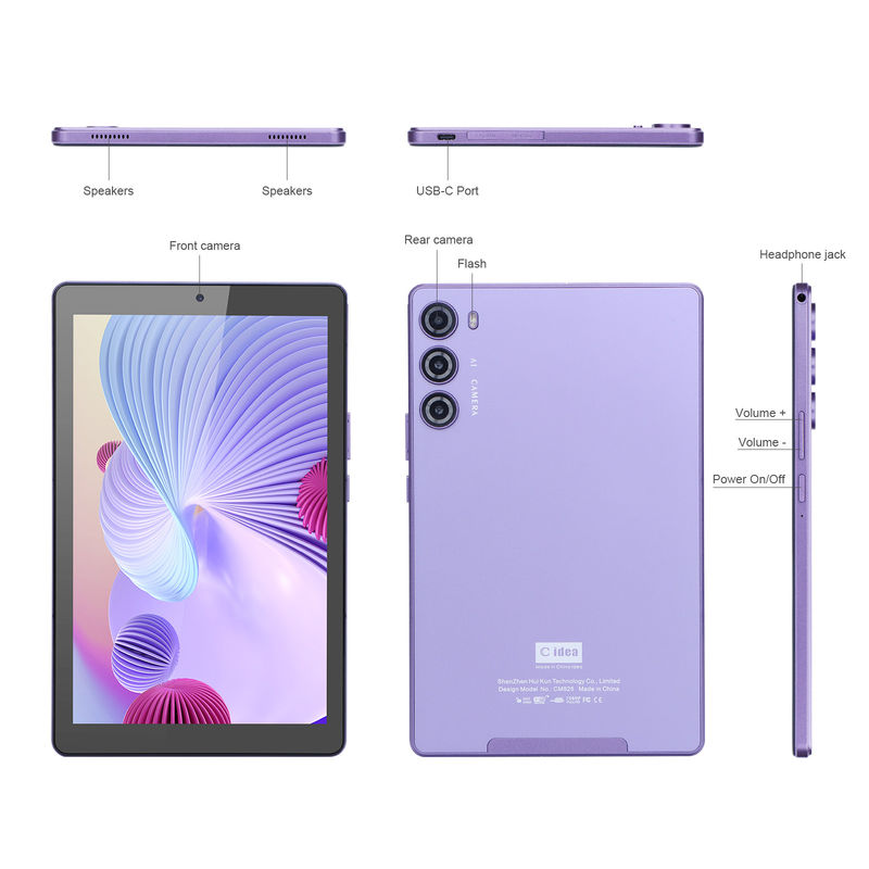 C idea 9 Inch Tablet PC WIFI 2.4G/5G 800x1280 IPS Screen Android Tablet Phone Call Support con doppia fotocamera ((Purple)