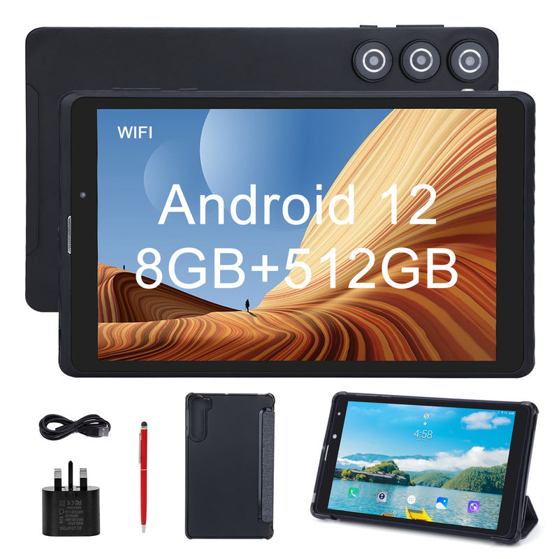 C idea Tablet PC Android da 8 pollici Produttore con Android 12 Quad Core 8GB+512GB Storage IPS HD Display CM835 ((nero)