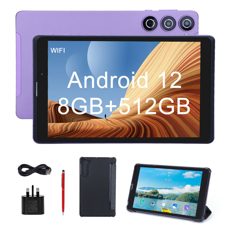 C idea 8 pollici Android Tablet Pc Produttore con Android 12 Quad Core 8GB+512GB Storage IPS HD Display CM835 ((viola)