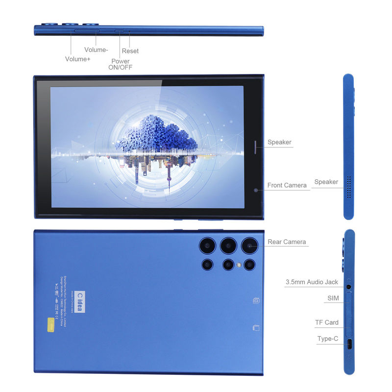 C idea 8 pollici Android Tablet PC 8GB RAM 512GB ROM Quad Core 800*1280 HD Tablet con WIFI/SIM Card CM822 (blu)
