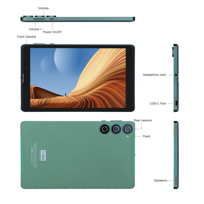 C idea Tablet PC Android da 8 pollici Produttore con Android 12 Quad Core 8GB+512GB Storage IPS HD Display CM835 ((verde)