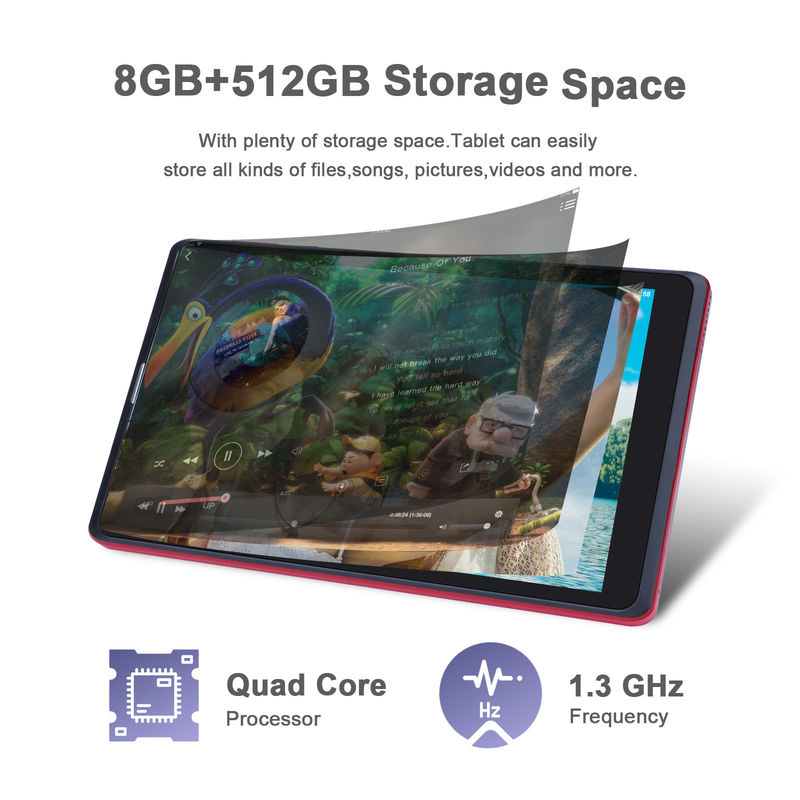 C idea Tablet PC Android da 8 pollici Produttore con Android 12 Quad Core 8GB+512GB Storage IPS HD Display CM835 ((rosso)