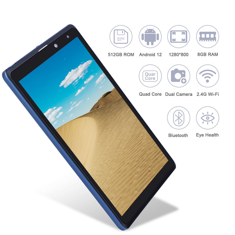 C idea 8 pollici Android Tablet Pc Produttore con Android 12 Quad Core 8GB+512GB Storage IPS HD Display CM835 (blu)