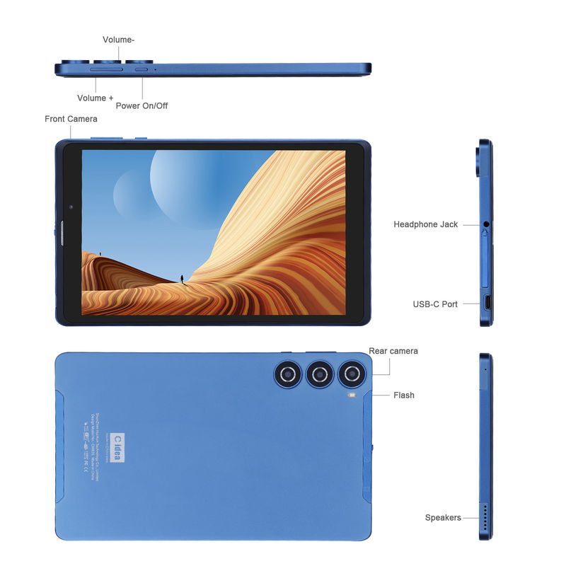 C idea 8 pollici Android Tablet Pc Produttore con Android 12 Quad Core 8GB+512GB Storage IPS HD Display CM835 (blu)