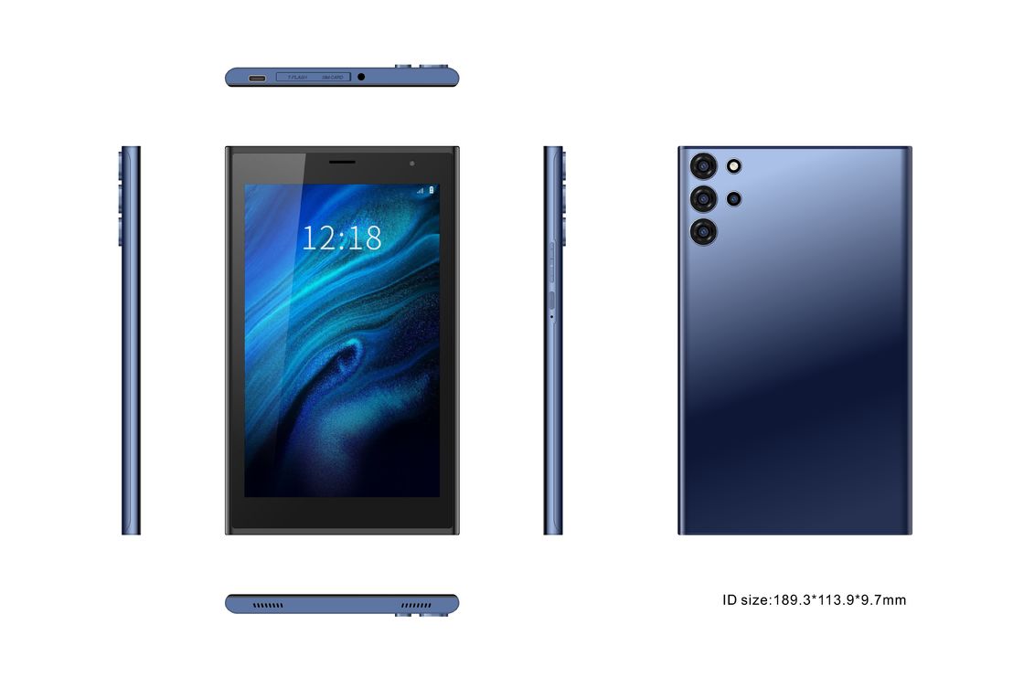 C idea Smart Tablet PC 7 con cassa 6GB+128GB Espandibile 512GB Storage Dual 5MP+8MP Camera CM522 (blu)
