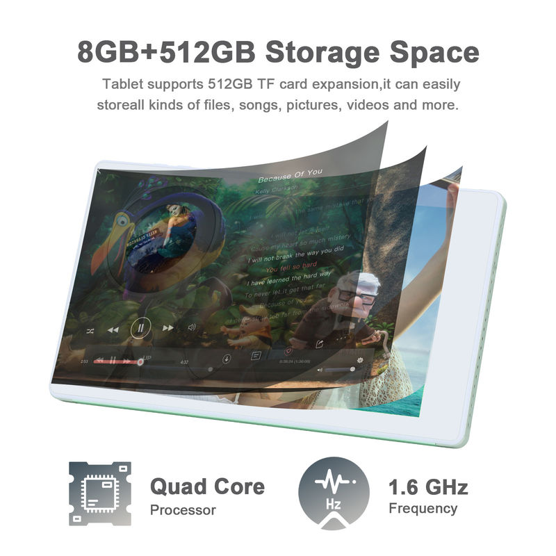 C idea 7 pollici Android Smart Tablet 8+512GB Quad Core WiFi Tablet HD Touch Screen CM513 ((verde)