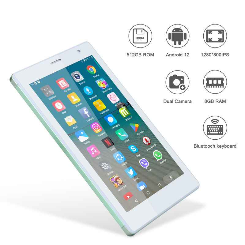 C idea 7 pollici Android Smart Tablet 8+512GB Quad Core WiFi Tablet HD Touch Screen CM513 ((verde)