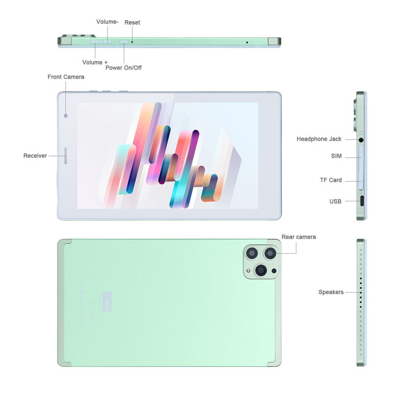 C idea 7 pollici Android Smart Tablet 8+512GB Quad Core WiFi Tablet HD Touch Screen CM513 ((verde)