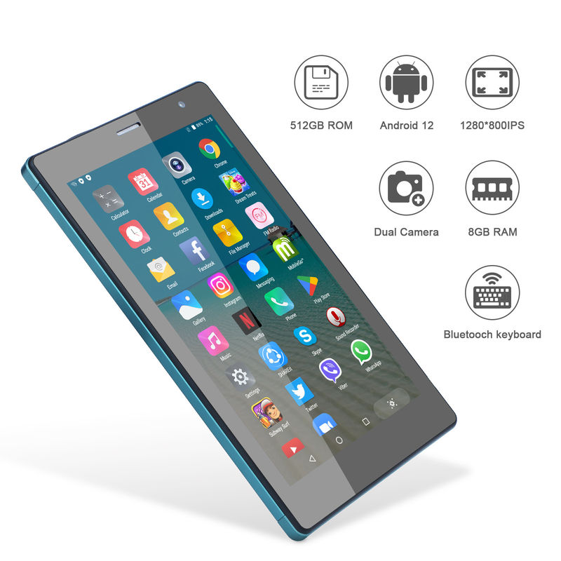 C idea 7 pollici Android Smart Tablet 8+512GB Quad Core WiFi Tablet HD Touch Screen CM513 ((blu)