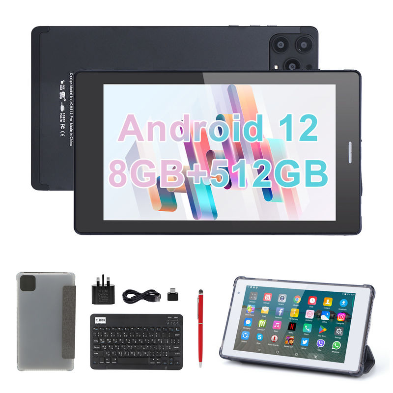 C idea 7 pollici Android Smart Tablet 8+512GB Quad Core WiFi Tablet HD Touch Screen CM513 ((Nero)