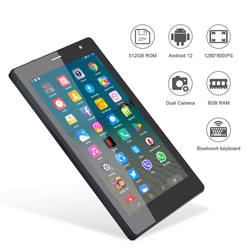 C idea 7 pollici Android Smart Tablet 8+512GB Quad Core WiFi Tablet HD Touch Screen CM513 ((Nero)