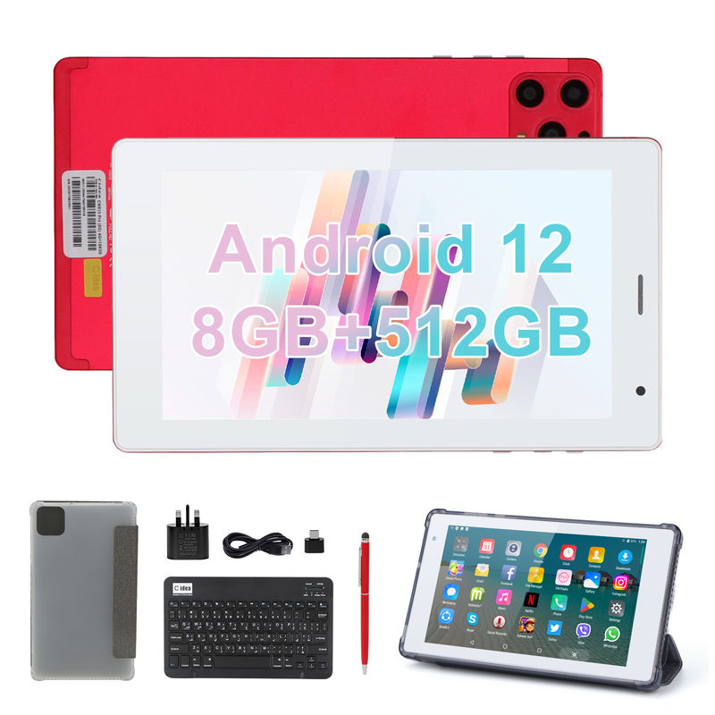 C idea 7 pollici Android Smart Tablet 8+512GB Quad Core WiFi Tablet HD Touch Screen CM513 ((Rosso)