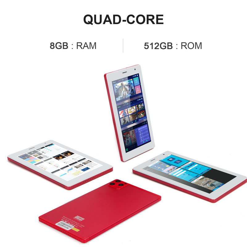 C idea 7 Inch Tablet PC 8GB RAM 512GB ROM Quad Core Processor Dual Camera WiFi/BT per adolescenti con Case CM513 (rosso)