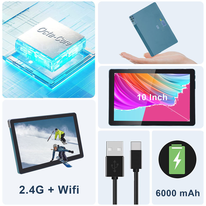 C idea 256ROM 10 Inch Tablet PC Dual 5MP+8MP Camera Quad Core Con Tastiera Cassa CM7000 Blu