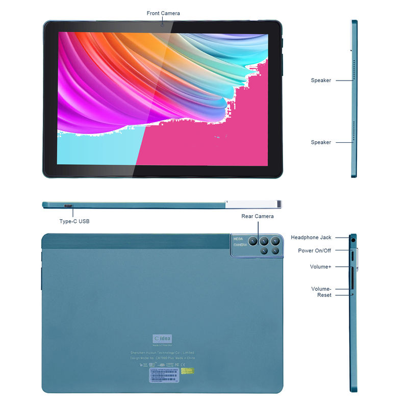 C idea 256ROM 10 Inch Tablet PC Dual 5MP+8MP Camera Quad Core Con Tastiera Cassa CM7000 Blu