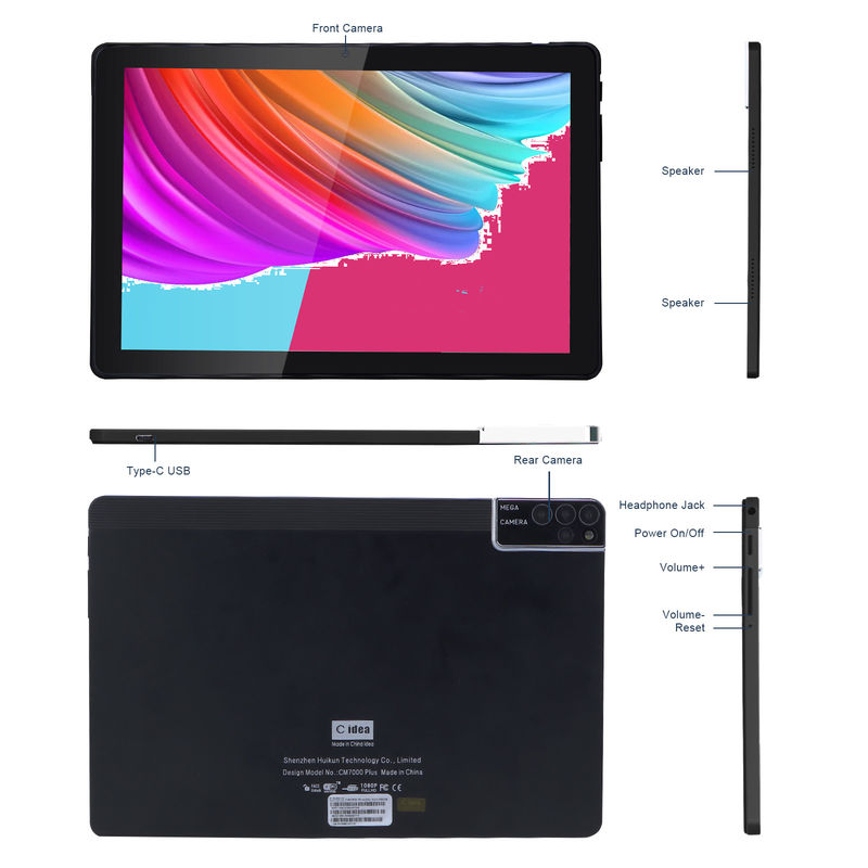 C idea 800x1280 IPS Tablet PC da 10 pollici con custodia 256GB ROM Quad Core Dual 5MP+8MP Fotocamera HD IPS Display CM7000 Nero