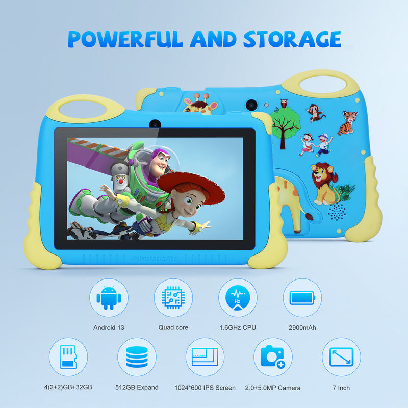 C Idea Tablet Android da 7 pollici per i bambini dai 3 ai 7 anni Espandi tablet da 512 GB Kidspad con custodia CM92
